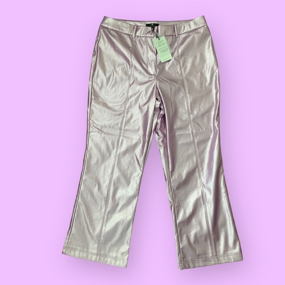 7 FOR ALL MANKIND Metallic Faux Leather Pink Pants Women’s Size Large BRAND NEW